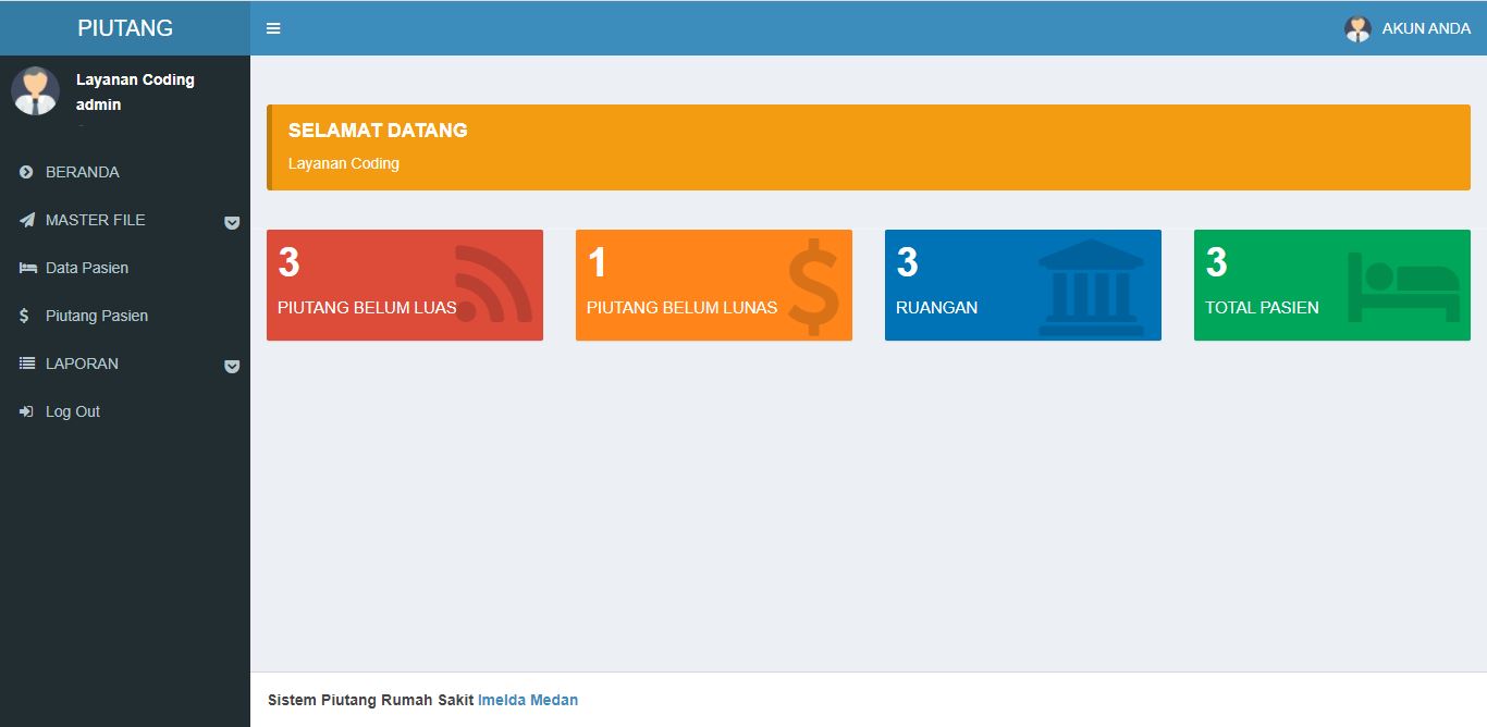 Sistem Informasi Pembayaran Piutang Pasien Berbasis Web PHP MySQLi